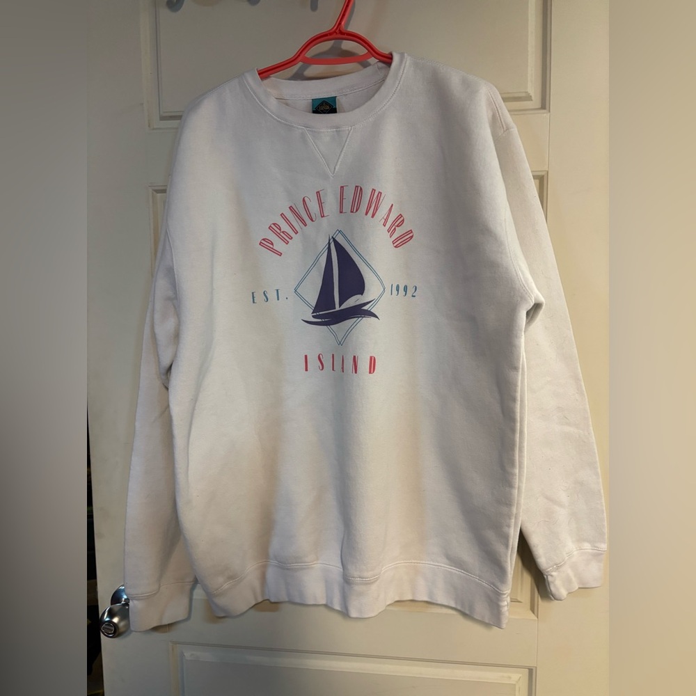 Prince Edward Island Crew Neck White Sweater